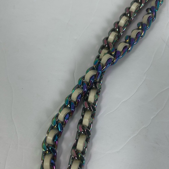 Rebecca Minkoff Zero Gravity Chantilly Leather Metallic Chain Shoulder Tote Bag - Picture 13 of 15